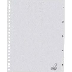 Kangaro - Onglets 23 trous G405CM 1-5 numérotés gris PP | 25 pièces