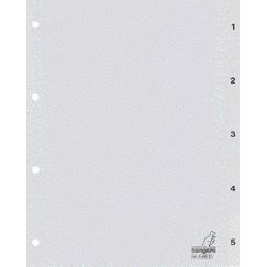 Kangaro - Tabs 4-hole G405C 1-5 numbered gray PP | 25 pieces