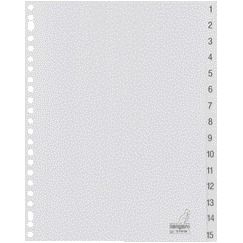 Canguro - Lengüetas 23 agujeros G415CM 1-15 numeradas PP gris | 20 piezas