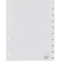 Kangaro - Tabs 4-Loch G410C 1-10 nummeriert grau PP | 25 Stück
