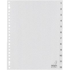 Kangaro - Onglets 23 trous G412CM 1-12 numérotés gris PP | 25 pièces