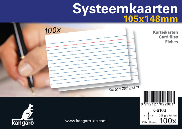 Kangaro - Cartes système A6 105x148mm 100 pièces | Emballez un 100 pièces | 20 morceaux