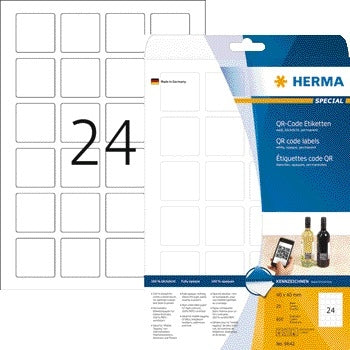 HERMA - Etiqueta 9642 40x40mm código QR blanco 600 piezas