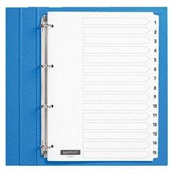 Quantore - Tabs 4-holes 1-15 numbered white cardboard | 10 pieces