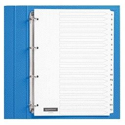 Quantore - Onglets 4 trous 20 pièces avec alphabet carton blanc