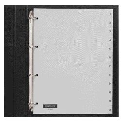 Quantore - Tabs 4-holes 1-12 numbered gray PP | 10 pieces