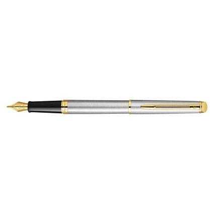 Waterman - Pluma estilográfica Hémisphère acero inoxidable GT mediana