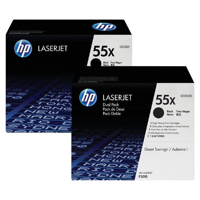 HP - Tonercartridge CE255XD 55X zwart 2x HC