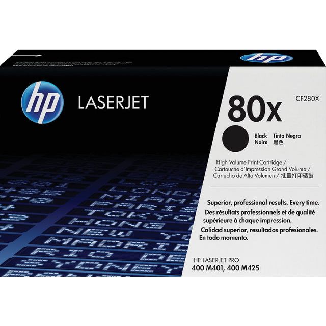 HP - toner 80X, 6 900 pagina's, OEM CF280X, zwart