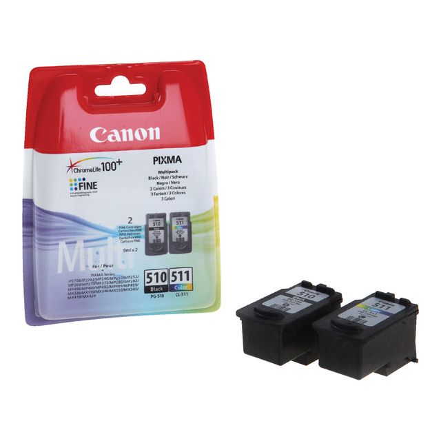 Canon-Inkcartridge Canon PG-510 + Cl-511 Schwarz + Farbe | Blasen Sie ein 2 Stück