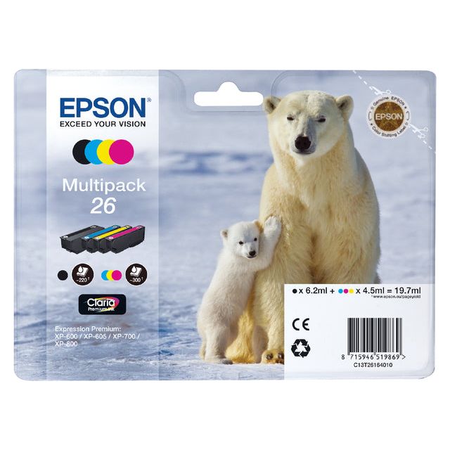 Epson - Inkcartridge Epson 26 T2616 Schwarz + 3 Farben