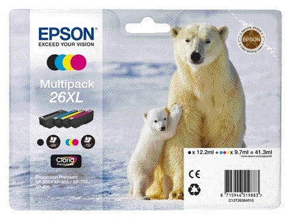Epson -  Polar bear Multipack 4-colours 26XL Claria Ink