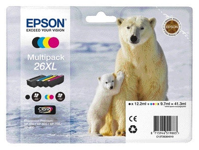 Epson -  Polar bear Multipack 4-colours 26XL Claria Ink