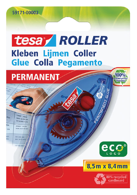 Tesa - lijmroller permanent ecoLogo, ft 8,4 mm x 8 m, op blister