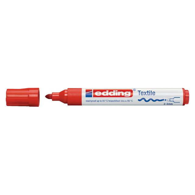 Edding - Felt -tip Edding 4500 Textile autour de 2-3 mm rouge | Boîte extérieure une pièce de 10