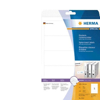 HERMA - Carte à insérer au dos 5032 large 54x190mm blanc 25 feuilles | 32 pièces