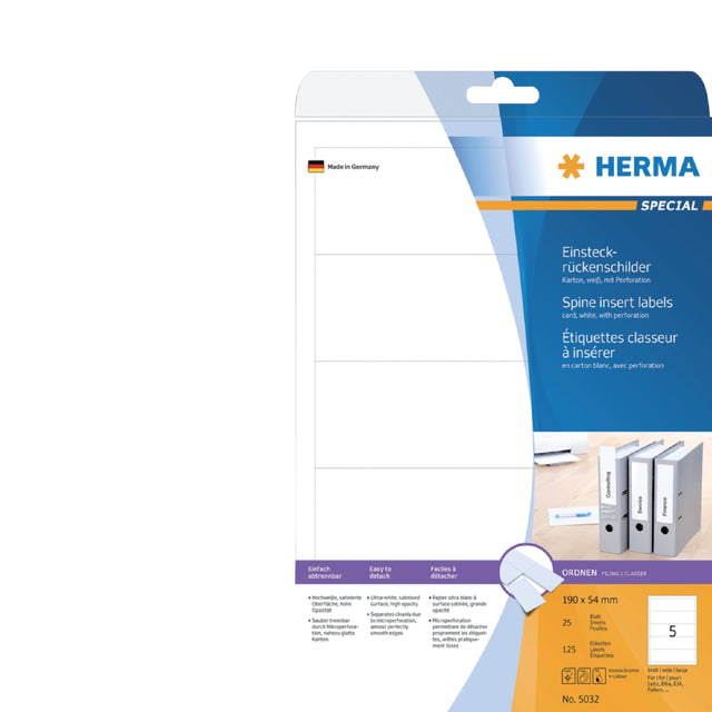 HERMA - HERMA RAGUE - CARTE INSTEKKAART 54X190MM BLANC | Blister une feuille de 25