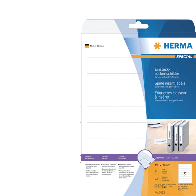 HERMA - HERMA RAGUE - CARTE INSTEEKKAART 5122 SMAL 30X190MM BLANC | Blister une feuille de 25