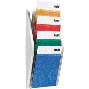 Helit - Wall brochure holder 4x A4 silver