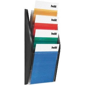 Helit - Porte-brochures mural 4x A4 noir