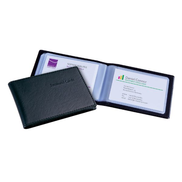 Sigel - Carpeta de tarjetas de visita VZ170 para 40 tarjetas 90x58mm cuero artificial negro
