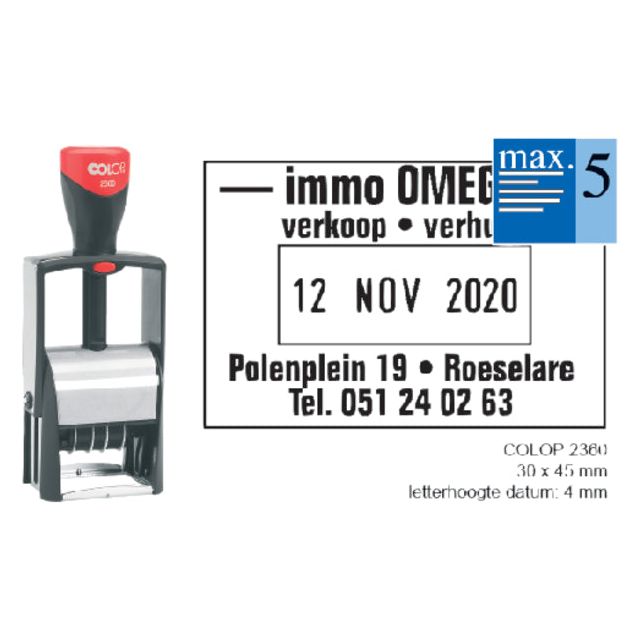 Colop - Woord-datumstempel 2360 personaliseerbaar 30x45