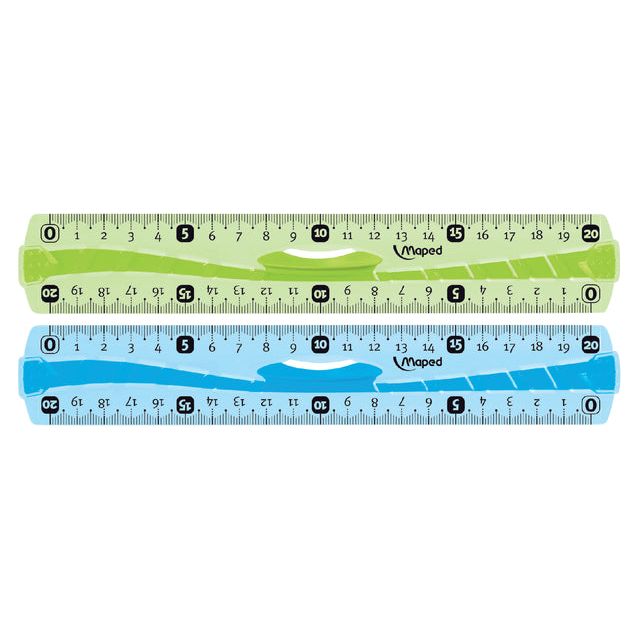 Maped - Ruler Maped Flex avec Grip 20cm Assorti | Boîte extérieure une pièce de 20