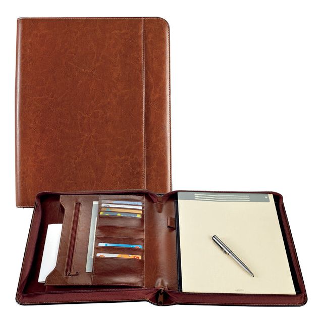 Brepols - Folder d'écriture Brepols Palerme Luxury A4 avec Zipper Brown | 1 pièce