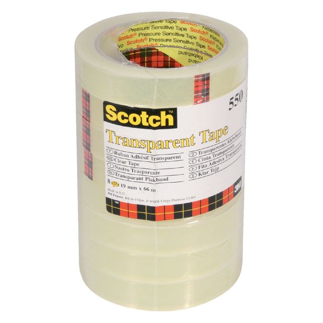 Scotch - transparante e 550 19 mm x 66 m, pak van 8