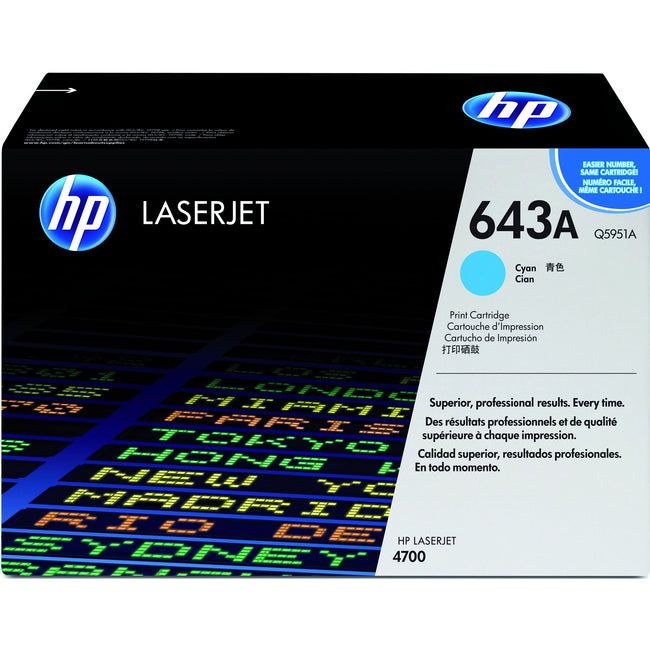 HP - Cartucho de tóner q5951a 643a azul