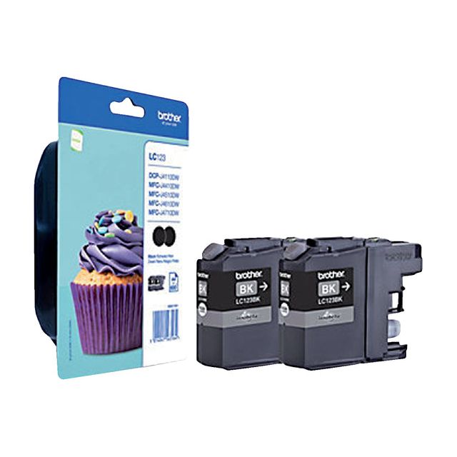 Brother - Inktcartridge brother lc-123bkbp2 zwart 2x