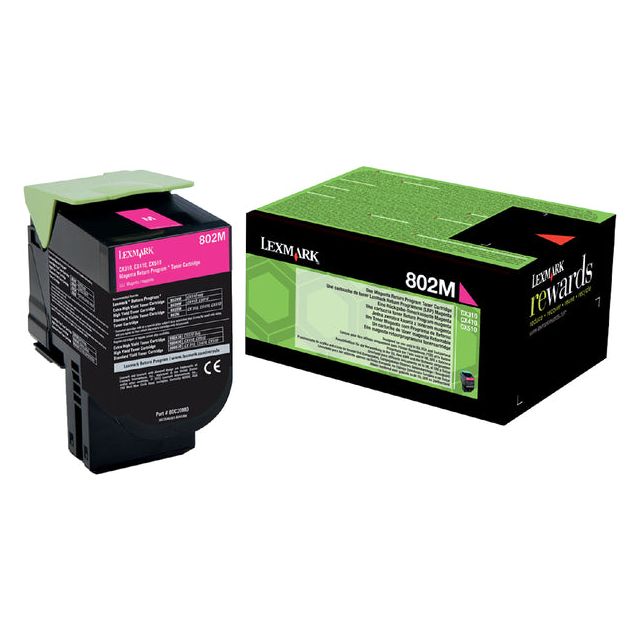 Lexmark - Return Program toner 802, 1.000 pagina's, OEM 80C20M0, magenta