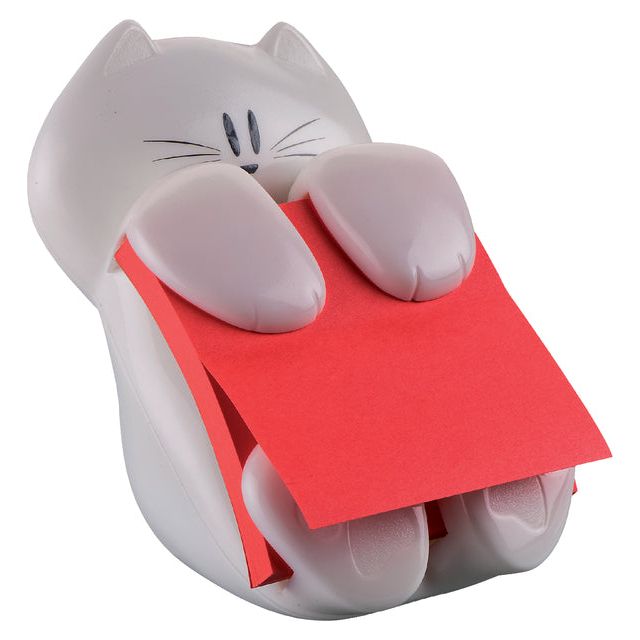 Post-it - Super Sticky Z-notes dispenser, kat, voor ft 76 x 76, met 1 blok van 90 blaadjes rood