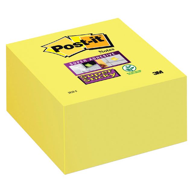 Post-it - Memoblok 2028 Super Sticky 76x76mm kubus neon geel | 12 stuks