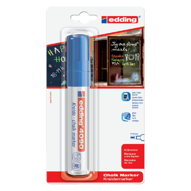 Edding - Chalkstift Edding 4090 Bloc de fenêtre 4-15 mm bleu | 6 pièces