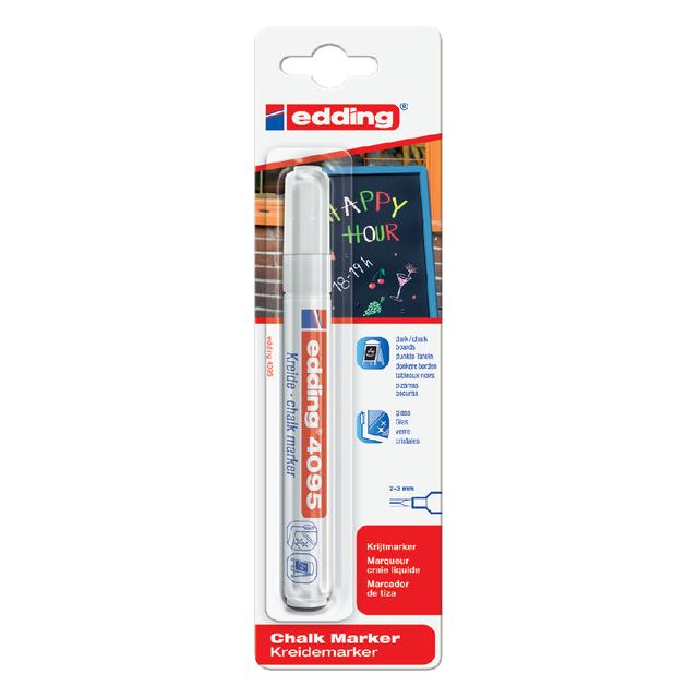 Edding - Chalkstift edding 4095 environ 2-3 mm blanc | Blister un 1 morceau