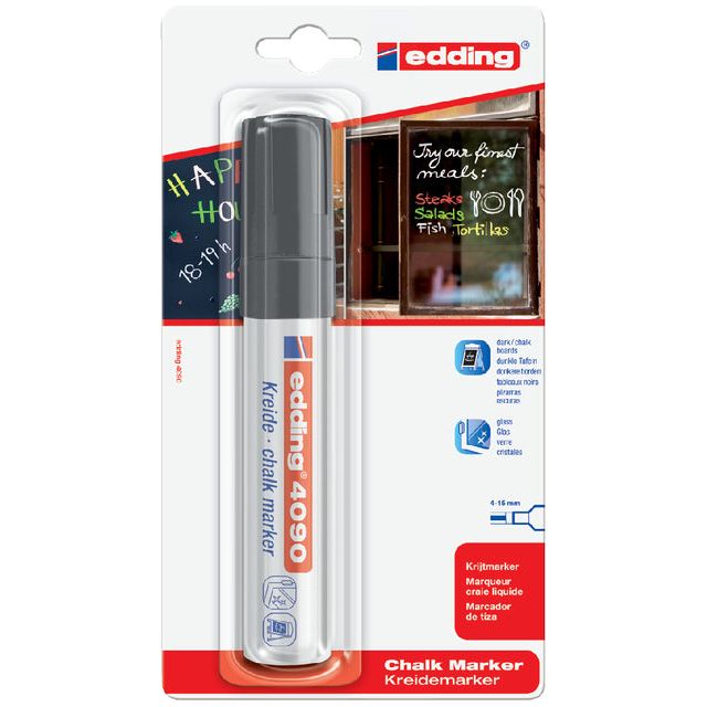 Edding - Viltstift edding 4090 window schuin zwart 4-15mm op blister