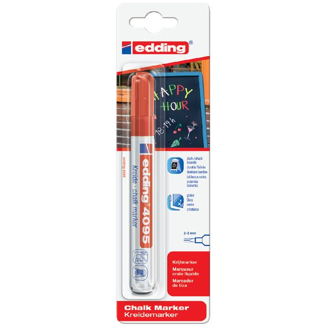 Edding - Chalkstift edding 4095 environ 2-3 mm rouge | Blister un 1 morceau