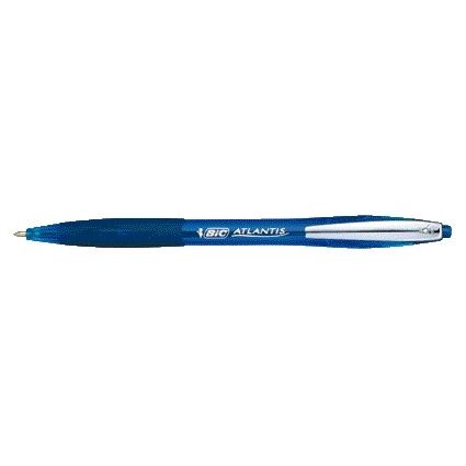 Bic - Ballpoint pen Atlantis soft metal clip clic medium blue | 12 pieces
