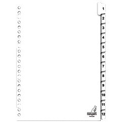 Kangaro - Tabs 23 holes PK412CM 1-12 numbered cardboard | 18 pieces