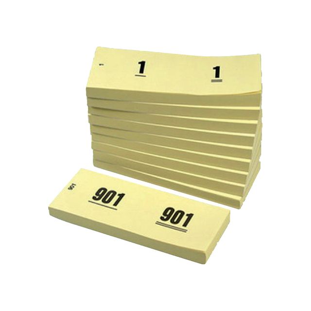 Bureau - Numéro Bloc 42x105 mm Numéro de 1-1000 Jaune 10 Piece | Box A 10 pièces | 10 morceaux