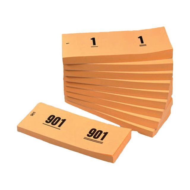 Bureau - Numéro Bloc 42x105 mm Numéro de 1-1000 Orange 10 pièces