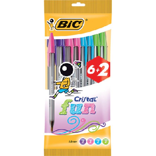 BIC - Ballpen BIC Cristal Fun l assorti | Blasen Sie ein 8 -Stück