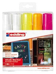 Edding - Pennarello a gesso 4090 diagonale finestra 4-15 mm confezione assortita da 5 pezzi