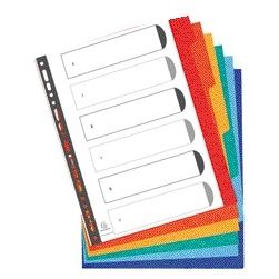 Exacompta - Tabs 11-hole extra wide 6-piece cardboard | 25 pieces