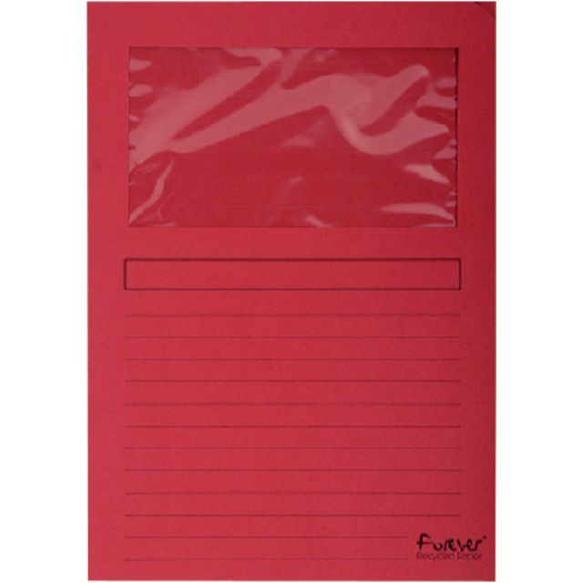 Exacompta - L-map met venster Forever, pak van 100 stuks, rood