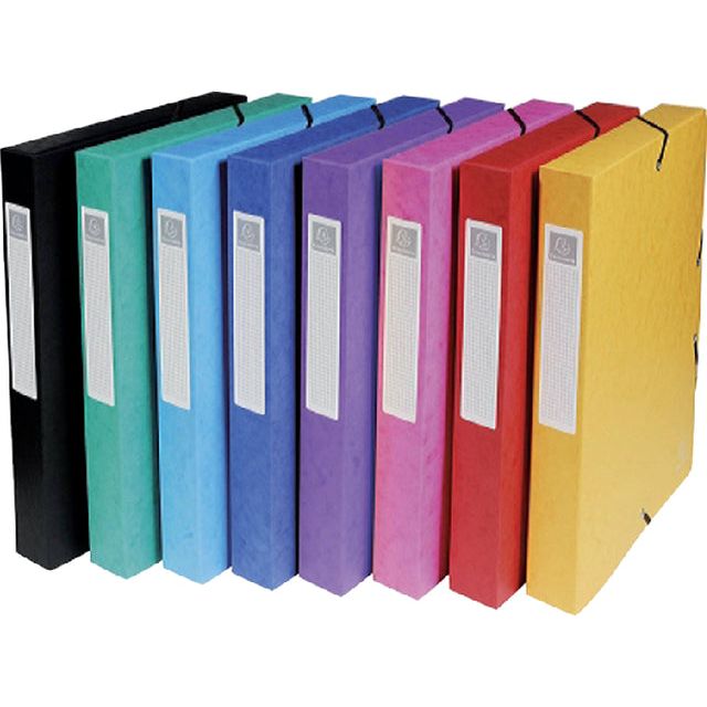 Exacompta - elastobox Exabox 8 geassorteerde kleuren: geel, rood, roze, paars, blauw, turquoise, groen e...