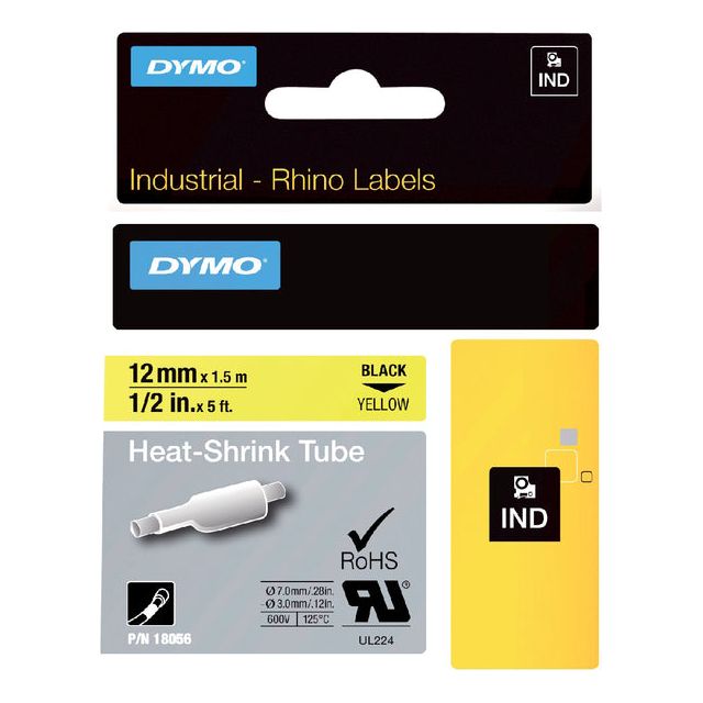 DYMO - RHINO krimpkous 12 mm, zwart op geel