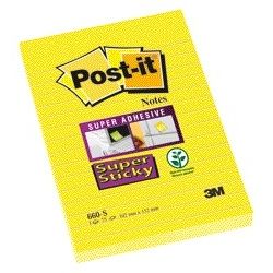 Post-it - Memo pad 660 Super Sticky 102x152 yellow with line 75 sheets | 6 pieces
