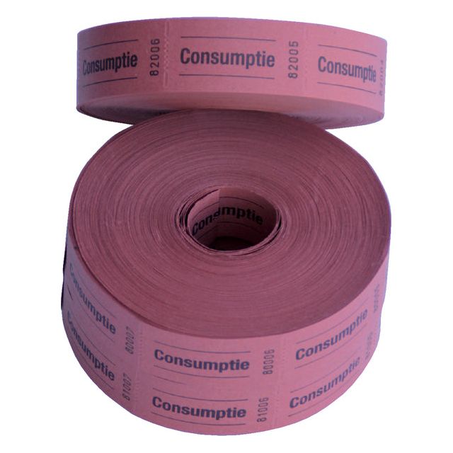 Combicraft - Consumptiebon 57x30mm 2-zijdig 2x1000 stuks rood